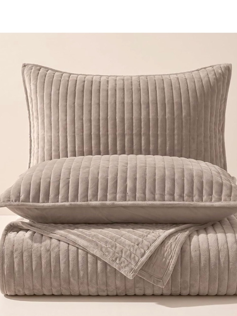 Quilted Velvet Pillow Cover - Taupe 20 x 26